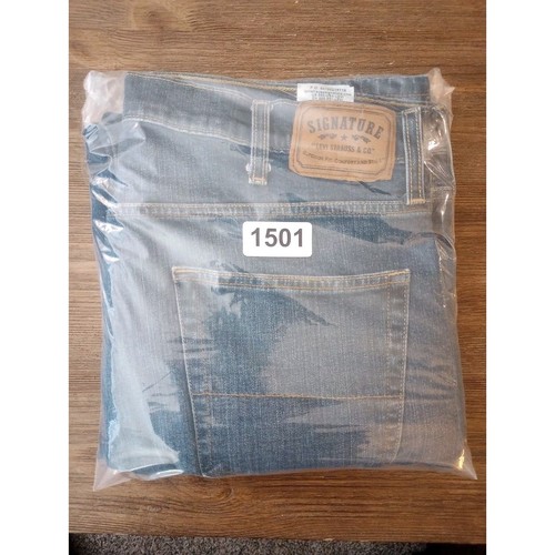 Pantalones de mezclilla Levi's Signature para hombre 38x32 calce relajado cinco bolsillos pierna recta con defecto - Imagen 13 de 13