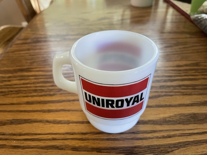 Vintage Uniroyal  Advertising Coffee Cup By Anchor Hocking