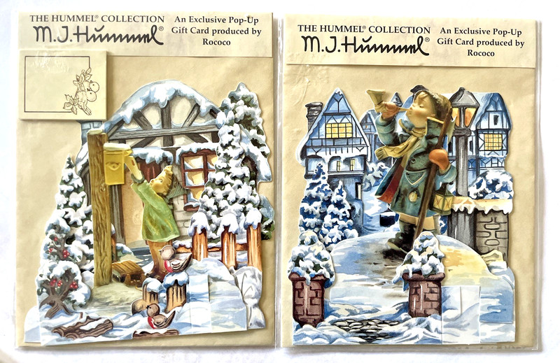 2 ~ Vintage 1994 HUMMEL ~ POP-UP CHRISTMAS GREETING CARDS ~ Rococo England