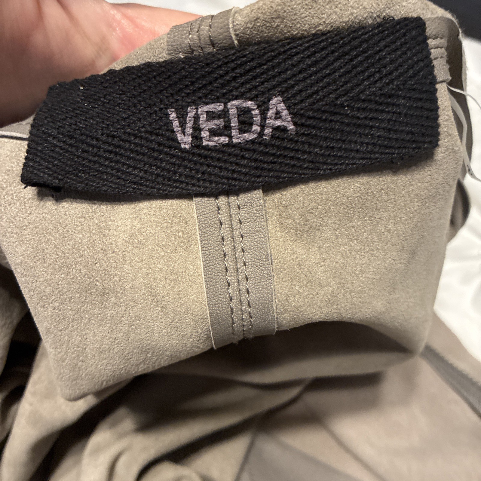 Veda Authentic Solid Gray 100% Leather Long Sleev… - image 5