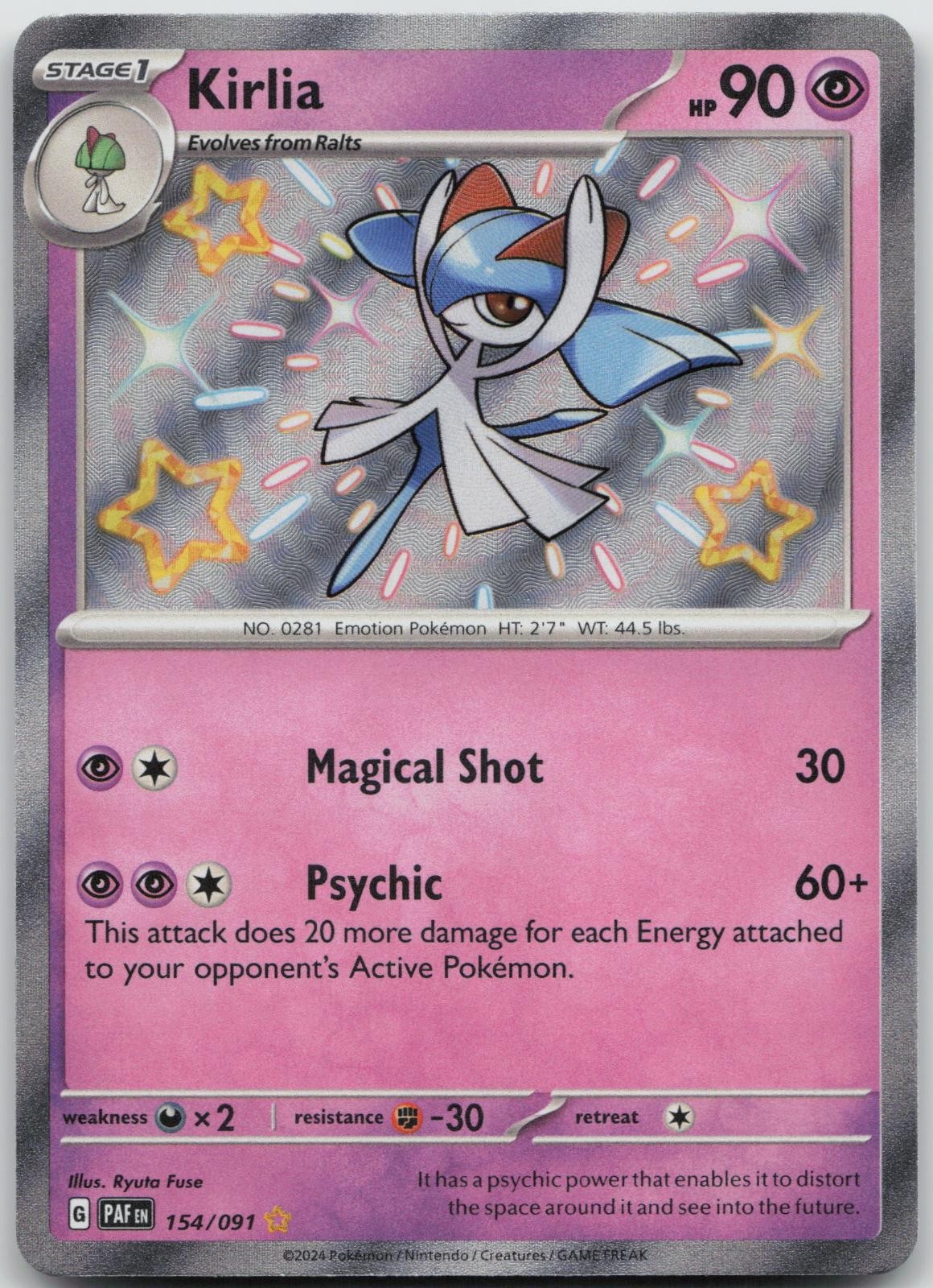Kirlia 154/091 Shiny Rare Paldean Fates Pokemon NM/M