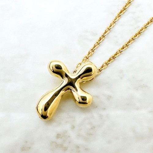 Tiffany & Co. Small Cross Necklace Pendant Gold Elsa Peretti 2.6g W/Pouch - Picture 2 of 8