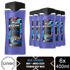 Lynx Blue Lavender Body Wash 400ml 6 Pack Fine Fragrance Mens Shower Gel 7.29 per litre