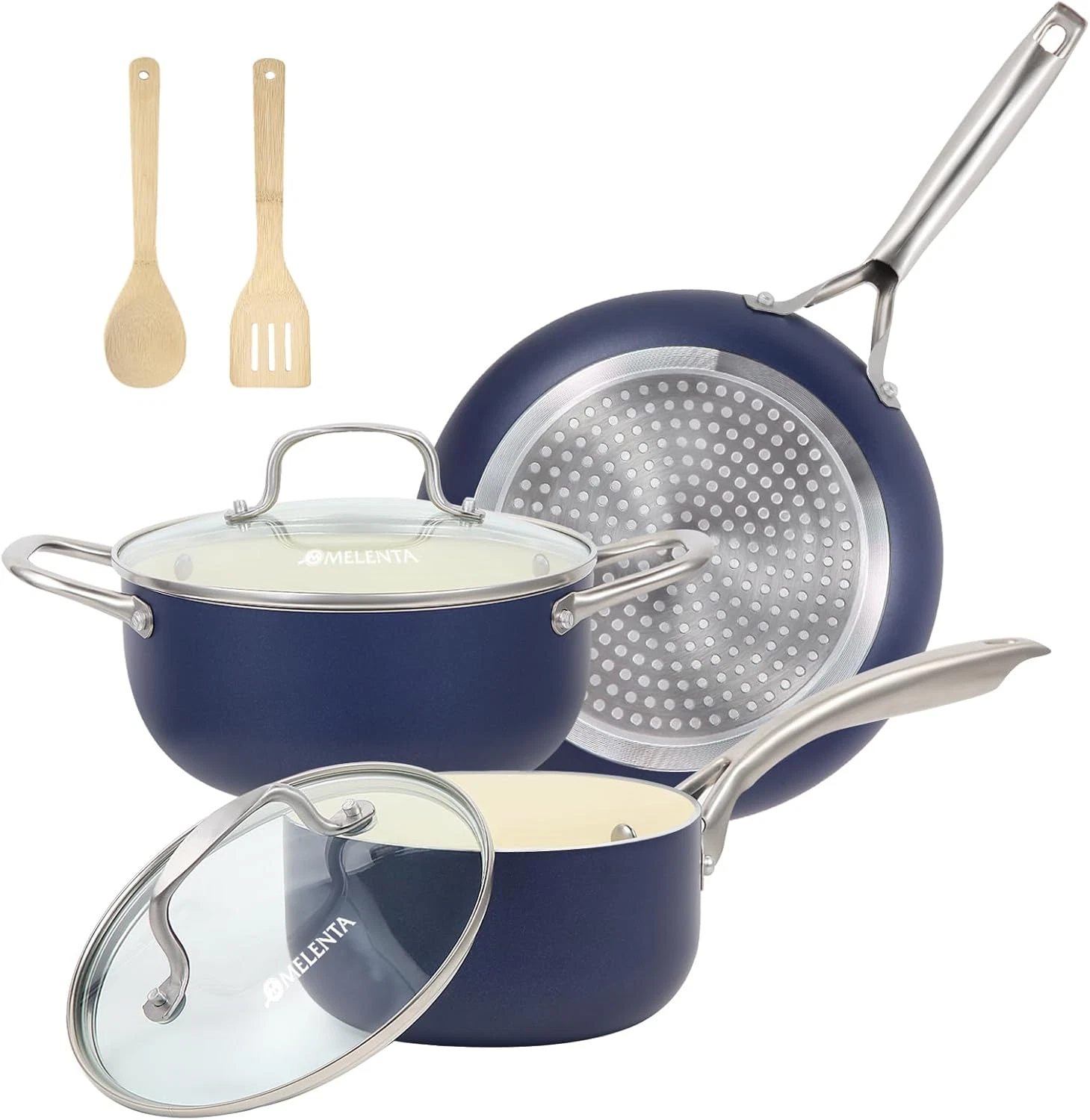 Pots and Pans Set, 7 Piece Nonstick Ceramic Cookware Set, Kitchen Induction Cook