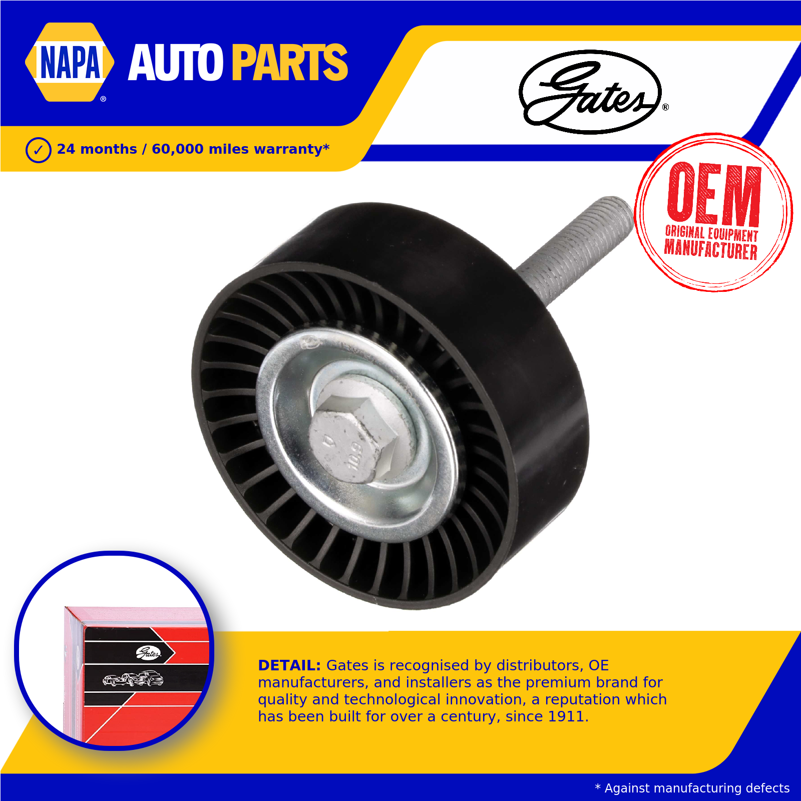 Aux Belt Idler Pulley fits SKODA ROOMSTER 5J 1.6 06 to 15 Guide Deflection Gates