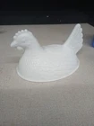 Vintage Indiana White Milk Glass Chicken Hen on Nest Covered Bowl Candy Dish