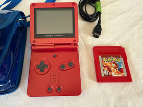 Nintendo Game Boy Advance SP AGS-001 Flame Red + Pokemon Red Bundle AUTHENTIC