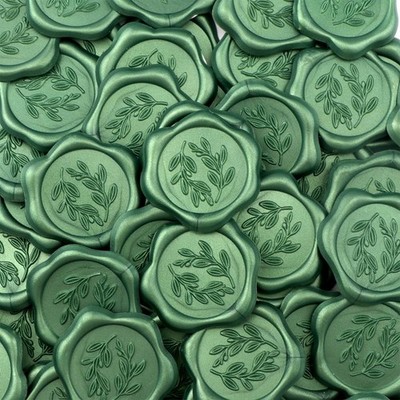 Olive Branch Wax Seal Stickers,60Pcs Pine Green Self Adhesive Envelope Seal S...