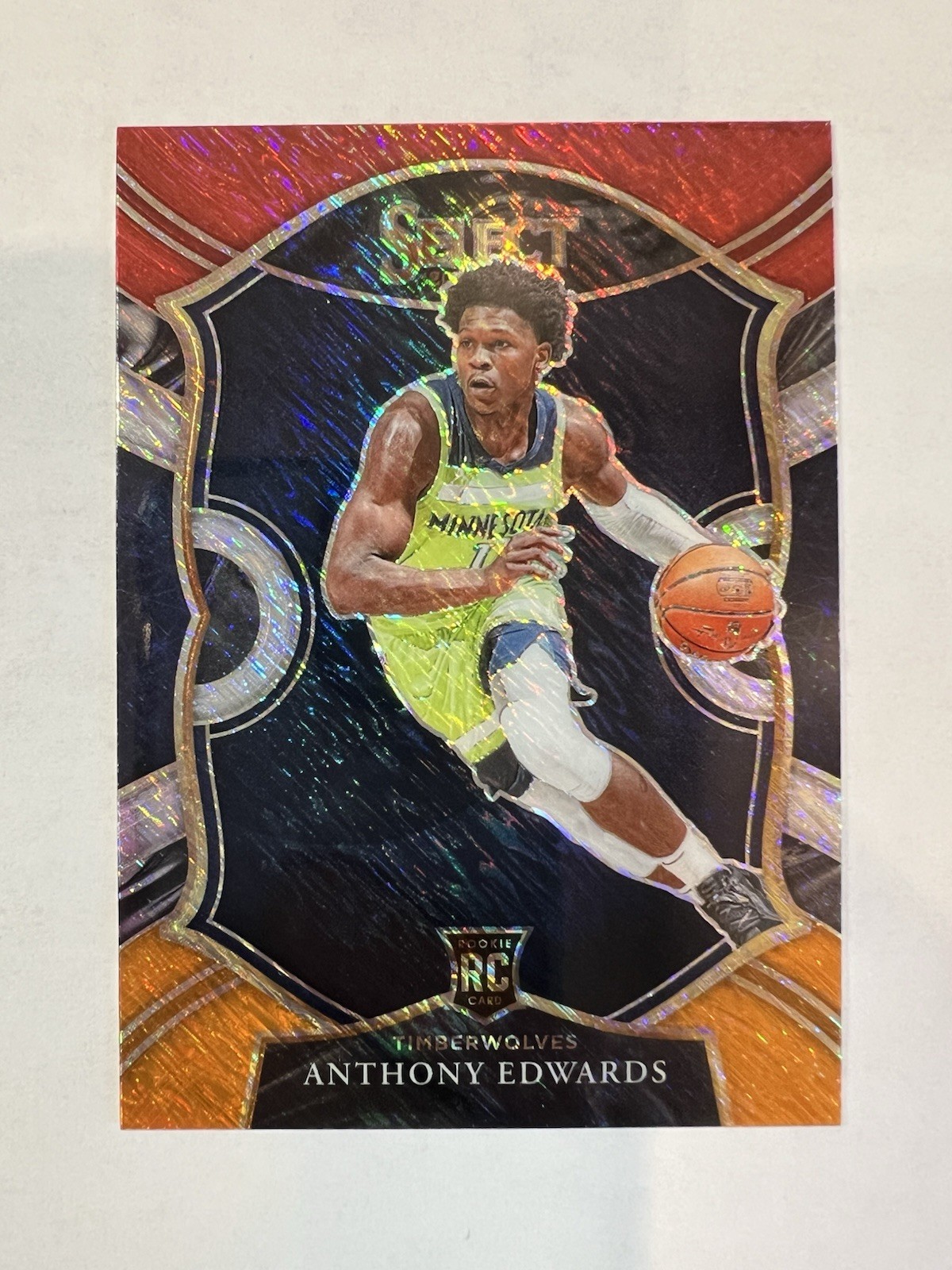 2020-21 Anthony Edwards Panini Select #61 Red White Orange Shimmer Rookie RC