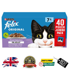 FELIX Original Senior 7+ Wet Cat Food 40x85g | Mixed Selection in Jelly Pouches 6.82 per kilo