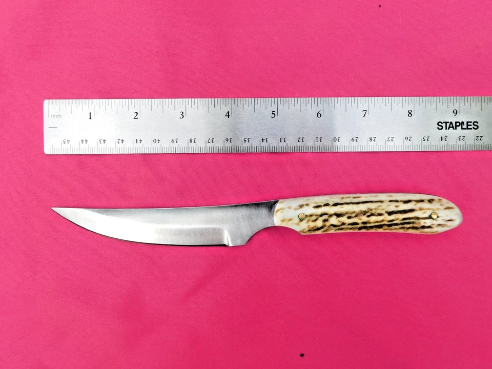 Ciervo Schnoor Hunter D2 Plata Acero Hecho en EE. UU. con Funda de Cuero Foto 4 de 4