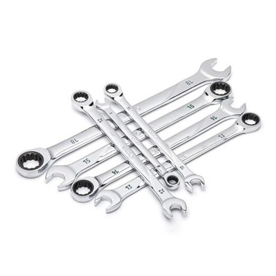  7-Piece 120P Professional Combination Ratcheting Wrench Set with Metric