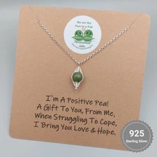 Positive Pea Necklace – Silver Pea Pod Charm on a Sterling Silver Chain