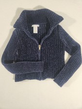 Tommy Bahama kids 1/4 zip cable knit Crop sweater Size 10/12 Navy