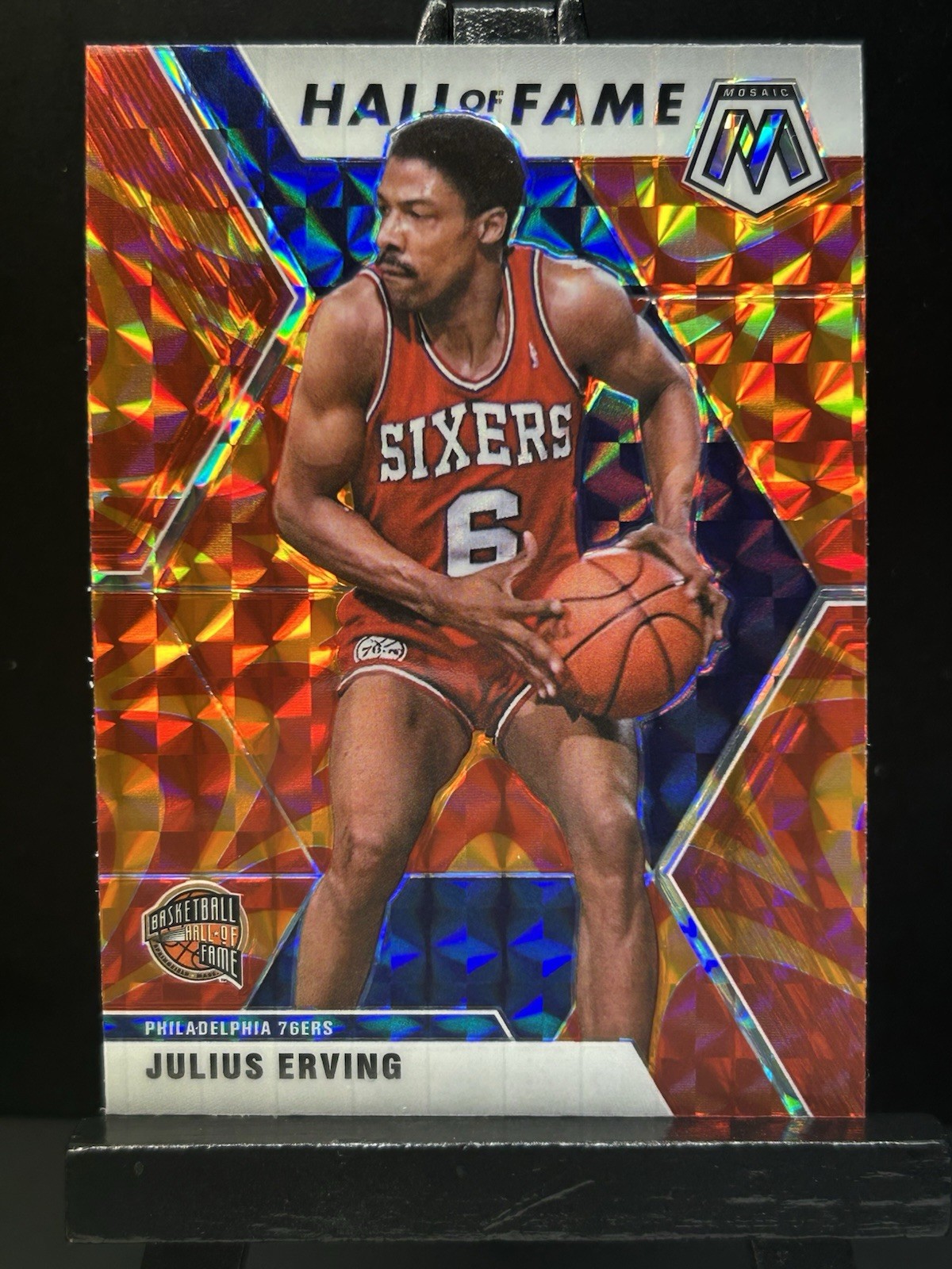 2019-20 Panini Mosaic #288 Julius Erving Reactive Orange