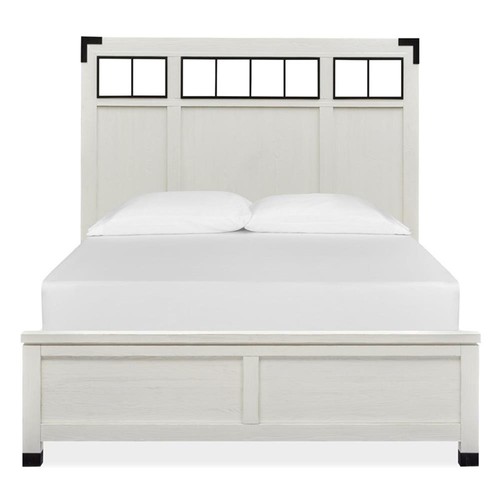 Magnussen Harper Springs King Panel Bed Metal/Wood Headboard in White - Picture 2 of 3