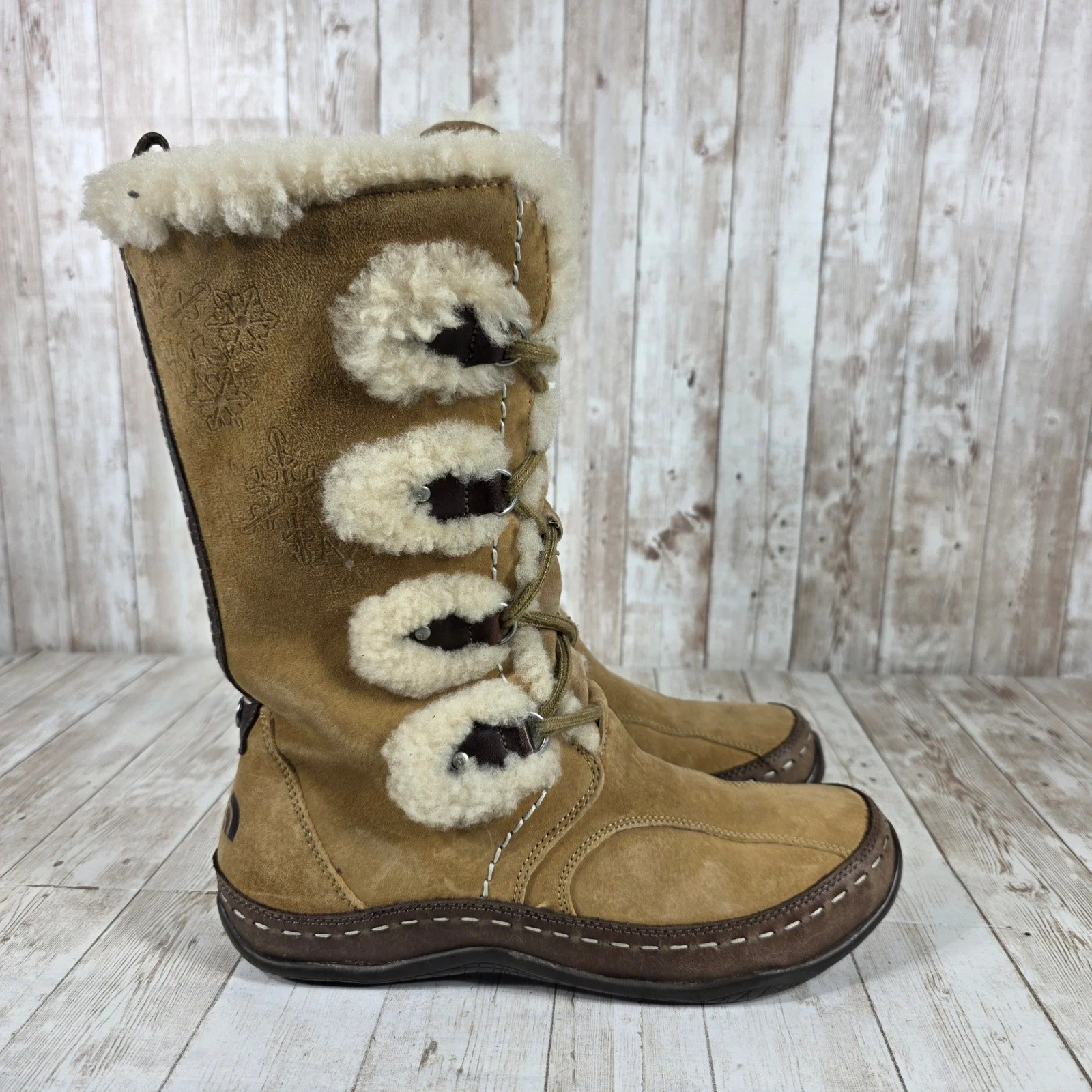 The North Face Women Tan Suede Waterproof Primaloft Winter Boots ACQBF33 Size 8