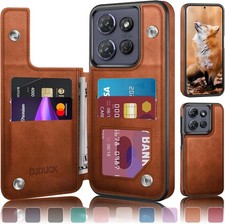 Designed for Moto G Power 2025 Case Wallet with Card Holder, Light Brown
