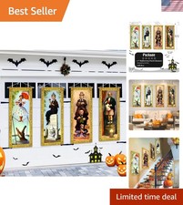 Weather-Resistant Halloween Backdrop Decor - 4 PCS Haunted Mansion Art Prints