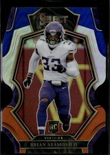2022 Panini Select #165 Brian Asamoah II Blue and Orange Prizm Die Cut #/35
