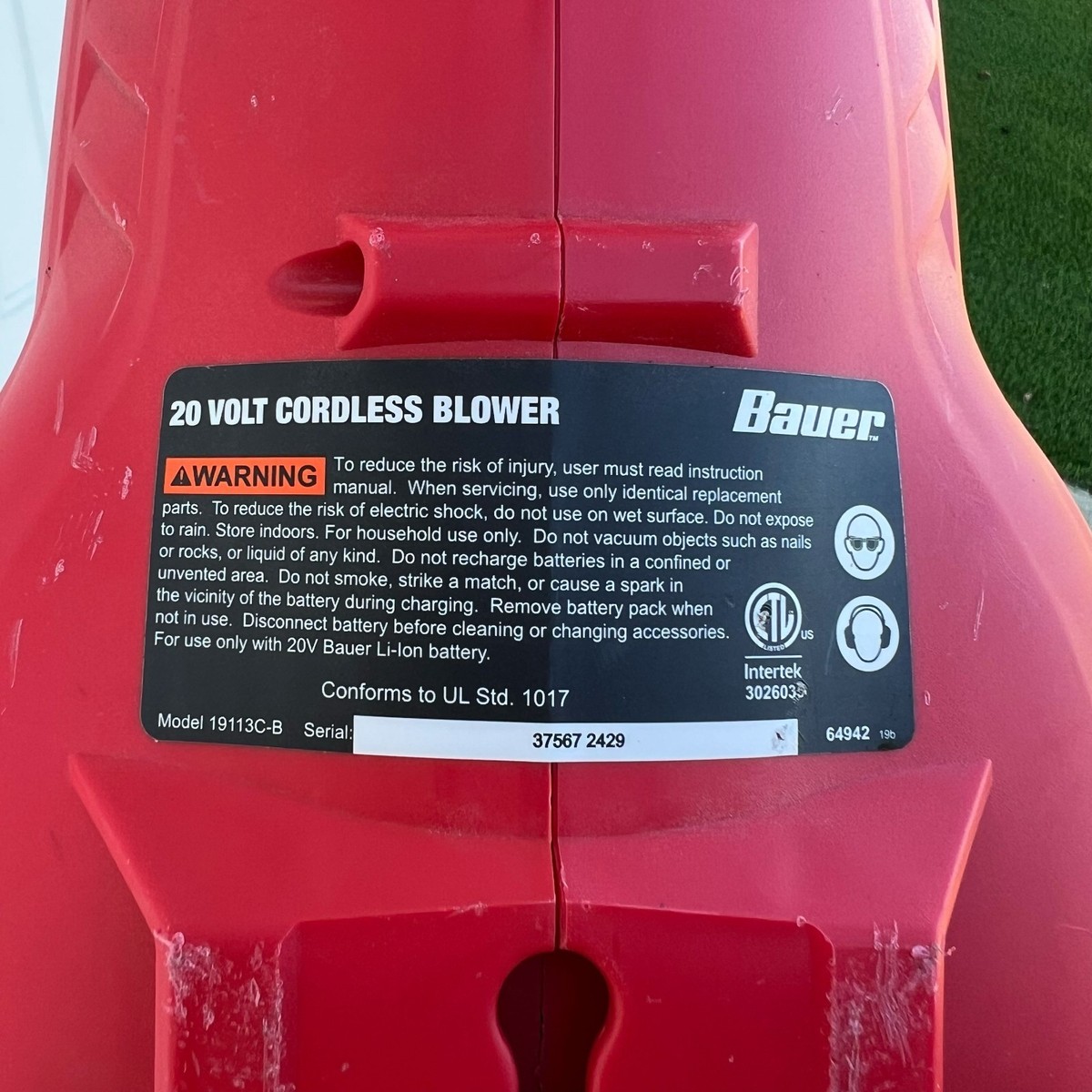y꙳★*♪ Bauer 20V Cordless Leave Blower 96 MPH 338 CFM Jet Fan Tool Only