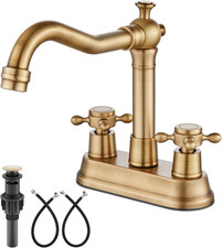 4 Inch Centerset Bathroom Sink Faucet Vintage 2 Cross Handle RV Mixer Tap Basin