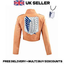 Attack on Titan Survey Corps Jacket Wings of Freedom Anime Cosplay with Necklace
