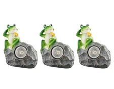 Livarno Home LED-Solarleuchten Gartenleuchten Stein-Optik Frosch 3er-Set & Akku