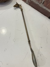 Vintage Solid Brass Horse Head Shoe Horn 16 Long Equestrian Boot Butler