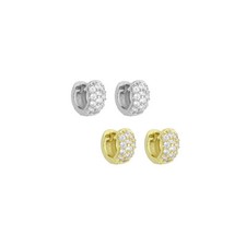 Gold Silver CZ Small Hoop Earrings, Sku A476