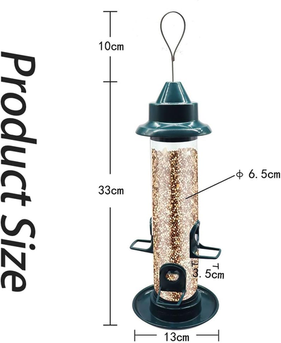 Tube Bird Feeders, 6-Port, Hanging Bird Seed Feeder, outside Yard Backyard Ga... - Picture 2 of 12