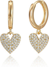 Gold Heart Hoop Earrings Huggie Earrings for Women 14K Gold Plated Small Hoops E