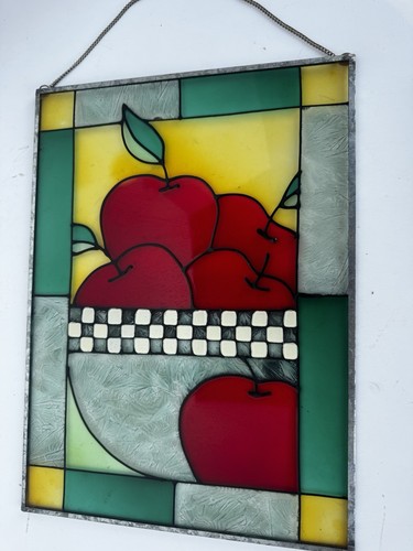 Stunning VTG Stained Glass Suncatcher Window Art Hanging Apple Bowl Vintage 3D - Picture 5 of 5