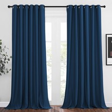 NICETOWN 95"L 80"W Moroccan Blue Blackout Curtains Thermal Insulated Triple Weav