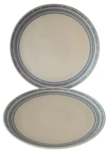 Set of 2 Ellen Degeneres By Royal Doulton Cobalt Blue Chevron Dinner Plates LOVE