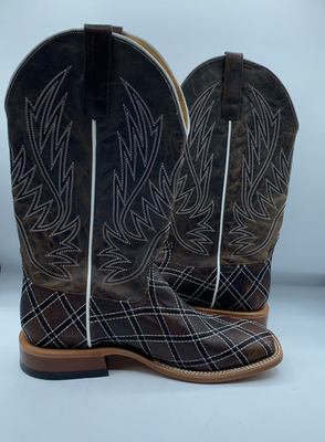 #ad Horse Power Boots Men 10.5 D Brown Sabotage Patch Square Toe Western Cowboy $169.97