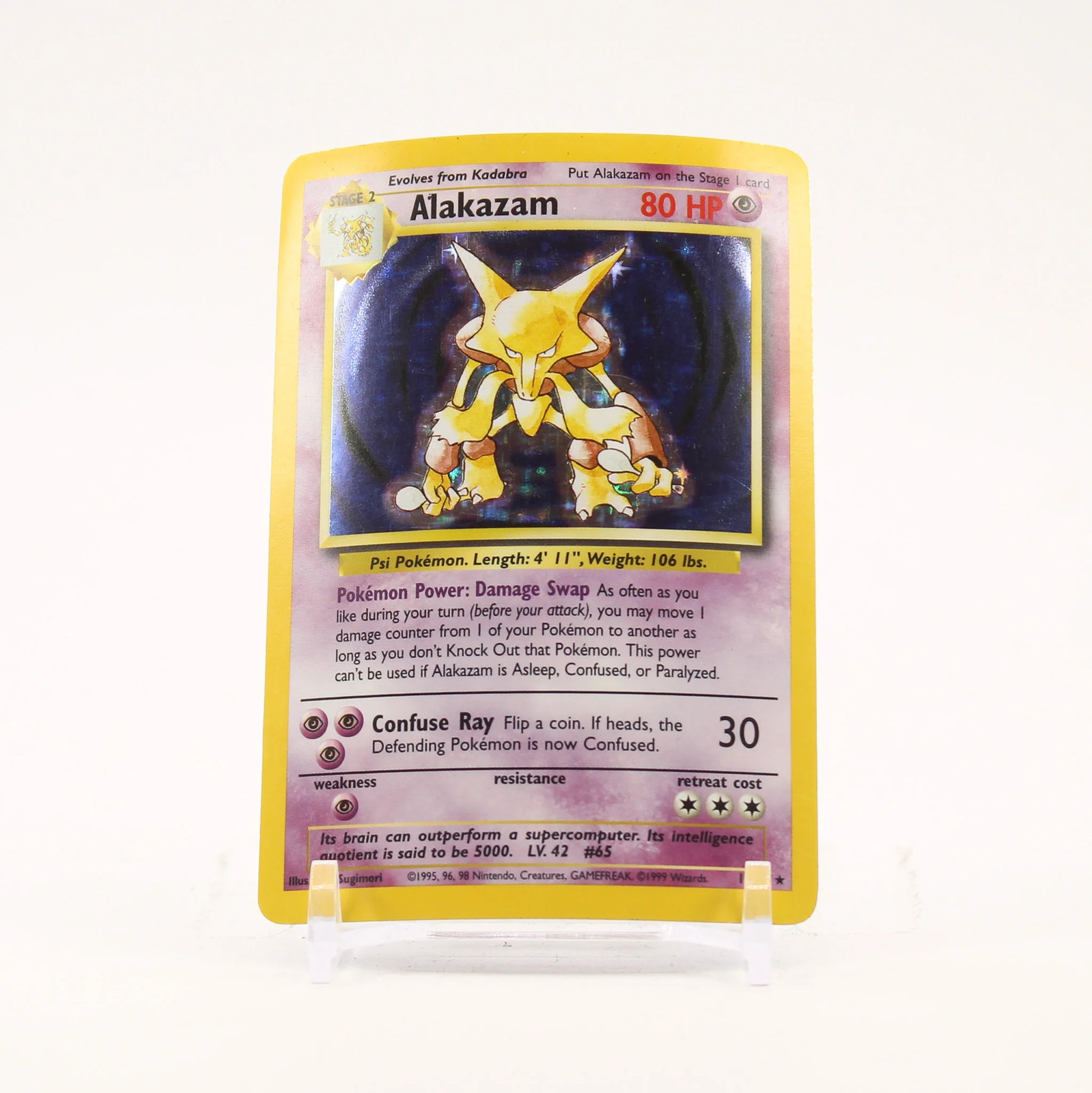 Alakazam - 1/102 Base Set Unlimited Holo Rare Pokemon - MP