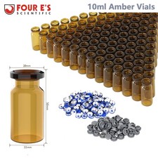 500Pcs 10ml Amber Glass Vials Amber Headspace Vials with Flip Caps Sample Vials