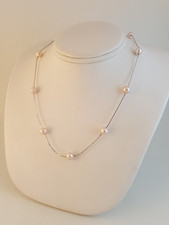Freshwater pearl sterling silver 9 station necklace