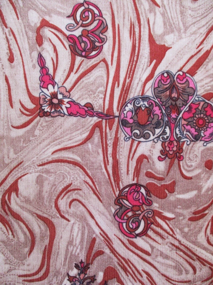 Tecido vintage 2 jardas redemoinho psicodélico geométrico floral malha elástica poliéster - Imagem 2 de 4