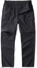 Men  s Hiking Pant Sz 36 Black Convertible Zip Off Quick Dry Lightweight 6 Pocket