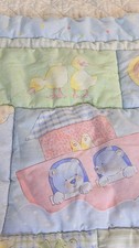 Vintage Baby Quilt Noah s Ark Animals Pastel Crib Quilt 40 x 30 Patchwork Puffy