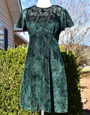 NWT Michael Kors Dress Womens 4 Green Velvet Cocktail Swirly Textured Holiday