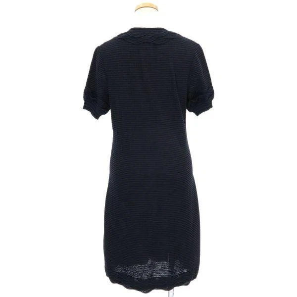 Vestido recto CHANEL algodón rayón nailon talla 38 azul marino cuello en V ma... - Imagen 2 de 4