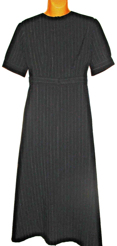Vestido Amish Menonita Capa Alta 34" Busto/30" Cintura Modesto Hecho a Mano Negro Rayas Foto 4 de 4