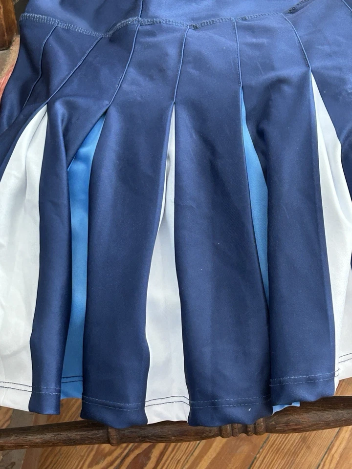 Безымянная юбка черлидинга для девочки маленький сине-белый плиссированный костюм униформы - Изображение 2 из 3