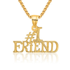 14K Solid Yellow Gold Best Friend Necklace