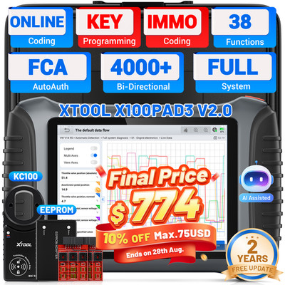 XTOOL X100PAD3 V2.0 Diagnostic Tool IMMO Key Programming Scanner Full System AI