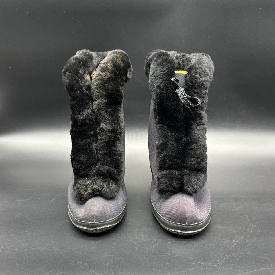 Vintage Womens Galoshes Size 8 Black BF Goodrich USA 1940s Rain Overshoes Heels - Image 2 of 4