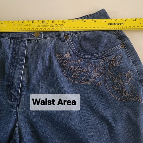 Talbots Wide Leg Medium Blue Wash Jeans Embroidery on Front/Back Size 12 Petites - Bild 12 von 13
